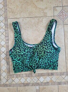 Coral Reef Green Leopard Print Tankini Top Swim